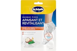 Dr. Scholl's Masque Pieds Apaisant et Revitalisant pour Pieds Fatigués et Douloureux - Chaussettes Hydratantes qui Adoucissent et Hydratent Grâce aux Sels d'Epsom, Menthol, Beurre de Karité et Lavande