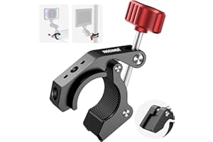 NEEWER Super Clamp with Cold Shoe & 1/4 Inch 3/8 Inch Thread Holes, Max. Load 4 kg, Crab Shaped Camera Tripod Holder for Most Photo Accessories, Compatible with SmallRig Magic Arm, Red ST81
