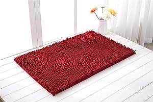 Odot Ciniglia Tappetini Antiscivolo Assorbente, Rettangolari Tappetini per Il Bagno Tappetino Zerbino Camera da Letto Cucina Tappeto Casa e Cucina Bagno (60x90cm,Vino Rosso)
