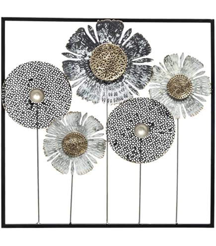 Quadro Decorativo Metallo Foglie - Decorazione Parete 37x65cm Per Casa In Stile Moderno E Naturale - Foto 4