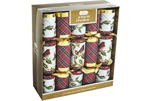 GENERIC Deluxe Christmas Crackers with Unique Designs and Festive Surprises 10 x 14” | Harmless Holiday Party Essentials for Family Gatherings, Fun Presents, and Celebrations (ROBINS AND TARTAN)
