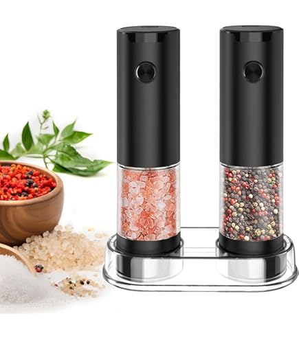COKUNST Elektrische peper- en zoutmolenset, USB-pepermolen met oplaadbare standaard, instelbaar met 5 niveaus van grofheid, digitaal scherm pepermolens met 2 slijpsnelheden voor restaurantkeuken