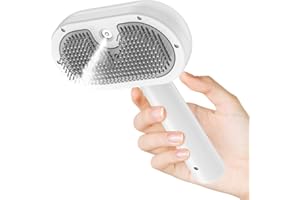 BIRDTOBR Cepillo de Vapor para Gatos, Cepillo de Vapor para Gatos 3 en 1, Cepillo de Vapor para Gatos para Masaje, Cepillo de Aseo para Gatos for Tangled and Loosse Hair en Un Clic-Blanco