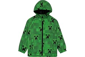 Minecraft Boys Rain Jacket, Gaming Kids Raincoat, Water Resistant Boys Coat, Gamer Kids Rain Jacket, Ages 5 To 13 Years