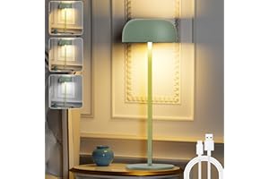 LUJASI Lampada da Tavolo Senza Fili Dimmerabile, Lampada da Comodino Ricaricabile USB-C, 3 Temperature Colore, Metallo Lampada da Scrivania IP54 Impermeabile per interni ed estern Ristorante (verde, 1)