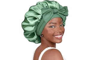 YANIBEST Silk Sleep Cap Satin Bonnet for Black Women Men for Curly Braids