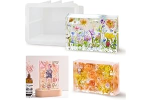 Tuxuzal Molde de silicona rectangular grande rectangular de resina epoxi, molde rectangular para fundición de resina, para marcos de fotos, adornos, flores, sujetalibros, artesanía