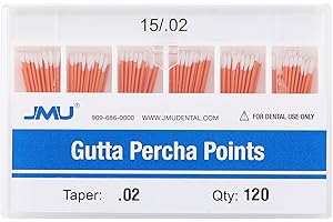 JMU Dental Gutta Percha Points .02 Taper, #15, Spill-Proof Box, 120pcs