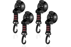 UBRAVE Suction Cups with Straps D Ring, 4Pcs Heavy Duty Suction Cups Anchor, 360°Rotating Camping Sucker Cups Hooks, Multipurpose Camping Sucker Cups Hooks for Home Outdoor Car Van Truck Awning Boat Tarp