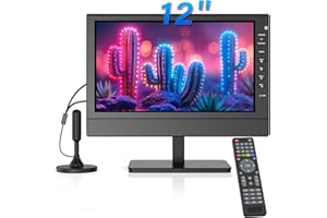 ZOSHING 12inch Small Portable TV with Aerial-freeview Reception Tuner and HDMI,USB/TF slot and 12v charge cable/AC adapter for Camper/Monitors/kitchens