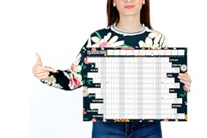 HIPPO COLOURS 2024 Wall Planner Wall Calendar A3 2024 Size 42.0 x29.7cm Yearly Wall Planner Calendar 2024 Home Desk Office Jan to Dec Academic Wall Planner Family calendar 2024 Calendar Planner Floral