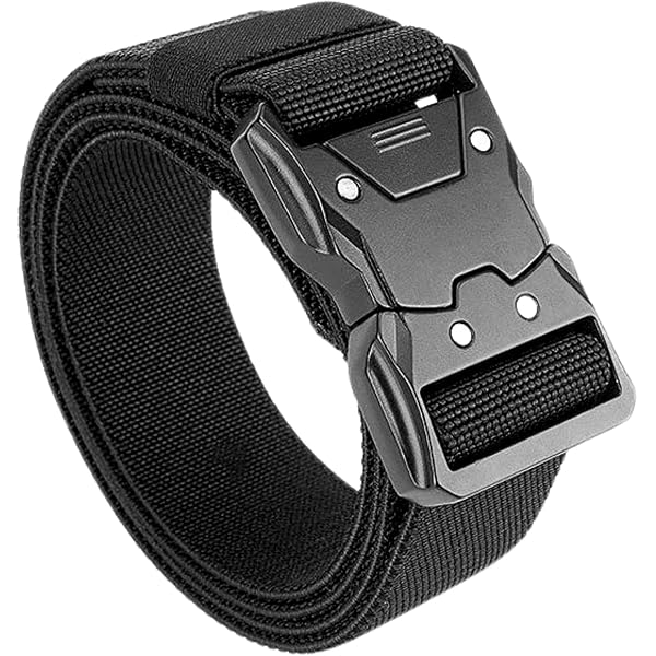 Cintura Tattica In Nylon Con Fibbia Metallica A Chiusura Rapida - Traspirante, Per Caccia E Outdoors, Nero 135 Cm