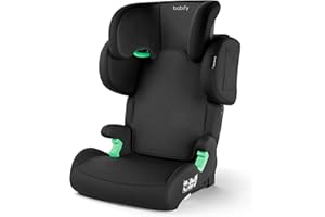 Babify FlexiFit Premium Silla de Coche para Bebés ISOFIX - para Niños 3-12 Años (15-36 kg), ECE R129, Reposacabezas 11 Posiciones, Respaldo Ajustable, Laterales Extensibles, Diseño Plegable, Negra