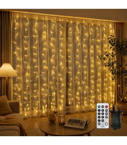 Guidre Weihnachtsbeleuchtung Fenster – 2er Set LED Lichtervorhang Mit Sternen, Batteriebetrieben, Wasserdicht IP44, Mit Saugnäpfen, Für Innen