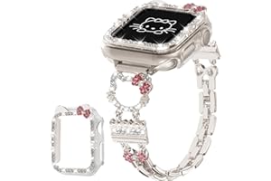 FERJITGR Bling Armband mit Schutzhülle, kompatibel mit Apple Watch-Armbändern für Damen, iWatch Serie 10, 46, 42 mm, Serie 9, 8, 7, 41 mm, 45 mm, Serie 6, 5, 4, SE, 40 mm, 44 mm, niedliches