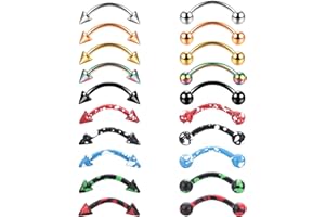 JeryWe 16G 20 pièces anneaux à sourcils anneau à lèvres Barbell anneau incurvé Tragus Daith Rook boucle d'oreille acrylique Piercing bijoux pour femmes