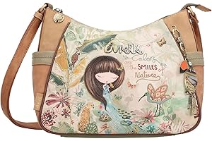 Anekke - Bandolera de Mujer - Bandolera de Hombro de Polipiel con Bolsillo Trasero y Laterales - Cierre de Cremallera - Colección Amazonia - Accesorios y Complementos Mujer - 28x24x10 cm