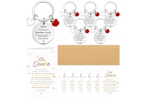 Otuuz 6 Sets Dankeschön Geschenke für Erzieherin Lehrerin inkusive Lehrer Schlüsselanhänger mit Apfel Anhänger und Regenbogen Dankeskarten mit Umschläge Abschiedsgeschenk für Lehrer Kindergarten Kita