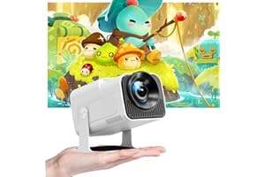 HIPPUS Mini Proyector Portátil 4K Supote 1080P Videoproyector WiFi 6 y Bluetooth 5.2, 270° Rotación Proyector de Cine de HDMI/USB/PS5/Laptop, Corrección Automática de Trapecio,Blanco lechoso