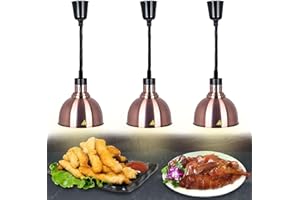 BOVDC Wärmelampe Küche, 25cm Lebensmittel Wärmelampe für Küche, Einstellbar Hängende Wärmelampen für Speisen Küche, Buffets und Hotels(B, 3 Stück)
