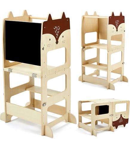 Tour D'apprentissage En Bois - Baby Vivo - Avec Tableau - Montessori Tabouret Pour Enfants - 18