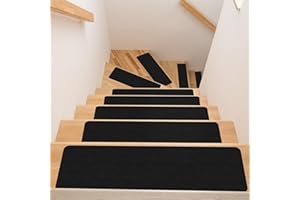 ANRO Tappetino per gradini, autoadesivo, per interni, per scale, antiscivolo, 100 x 30 cm, colore nero