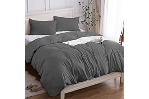 Cotopuro Funda Nórdica Cama 135/150 de 100% Algodón, Juego de Funda Edredón 240x220 y 2 Fundas de Almohada 50x80 Algodón Premium 150GSM, Suave, Transpirable, Hipoalergénico Gris Claro