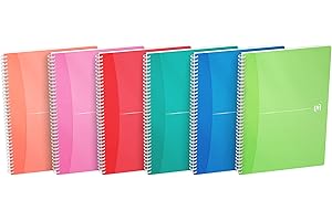 Oxford myColours notatnik spiralny A4 w linie, 90 arkuszy, 4 kolory, 5 sztuk