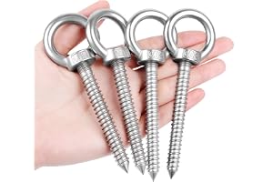 Niuny M10 ringskruv med trägänga, 4 st ögonbultar, M10 x 80 ögonbultar, ögonbultar i rostfritt stål, ögonbultar ringskruvar f