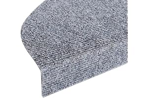 casa pura Stair Carpet Pads - Stair Treads | Adhesive Stair Pads | Non-Slip Stair Covers | Durable Polypropylene edging | Grey, 15 Piece Set (23 x 65 cm)