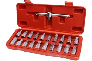 ENET 21 Pcs Oil Drain Plug Key Removal Tool Set 21pc 3/8" Sq Drive