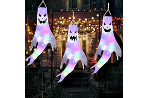 DIYDEC 3 Stück Halloween Windsack Ghost, Hängen Windsack Geist Windsock Flagge für Halloween Party Deko Ooutdoor Garten