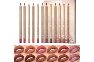 LOPHE Lip Liner Set, 12 Stück Wasserfester Lippenkonturenstift mit Mattes Finish, Lipliner Langanhaltender, Voller Textur, Lippenkonturenstift für Ideal Definierte Lippen