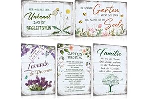 ZDFDC 5er Blechschilder Set Garten 20x30cm - Vintage Gartenschilder mit Sprüchen Lustig - Garten-regeln - Lavande Blumen - Wetterfest Metall-schild Deko Geschenk für Gärtner Gartentor Draußen