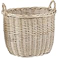 Wickerfield Wicker Open Storage Basket with Handles for Home Storage and Collection and Decoration for Window Display (Large, Oval)