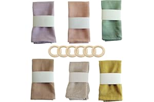CRESBEL 6pcs Tovaglioli di stoffa: tovaglioli di lino 45 * 45 cm, set di tovaglioli di lino sostenibili, tovaglioli beige riutilizzabili per tavoli da cucina per feste in famiglia cena caffetteria ristorante