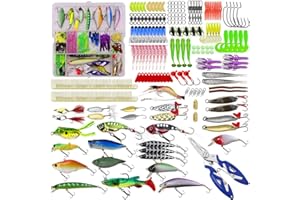 Aptliton 300 PCS Fishing Lures Mixed, Tackle Box Included Crankbaits, Spoon, Hooks, Jigs, Weights and More Other Accessories, Fishing Bait Lure Gear Kit Gifts for Men Bass Freshwater