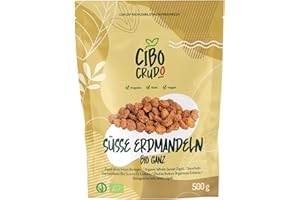 ‎CIBO CRUDO CRUDO BIOLOGICO VEGAN Erdmandeln Ganz Bio - 500g. Tigernüsse oder Chufas Rohkostqualität. Erdmandel ohne Zucker-Zusatz und ohne Weizen.