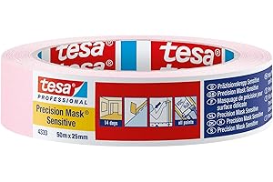 Tesa Masking Tape Precision Indoor/Sensitive Ruban adhésif de masquage, rose doux, 50 m x 25 mm