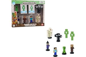 Bizak Minecraft Pack de 8 Figuras de 5 cm, Caja Deluxe 1, 2 Modelos de Personajes para coleccionar, Licencia Oficial del Videojuego de construcción y Bricks, Adultos Fans y niños o niñas (64110005-1
