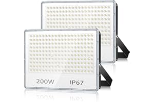 TASINUO Faretto LED da Esterno 200W, 2 Pezzi 20000LM Faro LED Esterno, 6500K Bianca Fredda Applique da Esterno Impermeabile IP67 Luci da Esterno per Giardino Terrazza Garage Cortile
