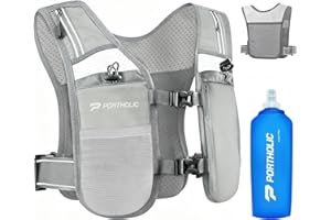 PORTHOLIC Running Vest for Women Men with 470ml/17oz Water Bottle |Adjustable Hydration Vest|Reflective |Lightweight |6 Pockets |Breathablefor Running Accessories for Hiking