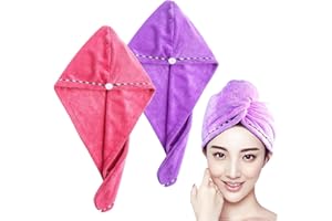 FRCOLOR 2pcs Hair Drying Towel Microfiber Hair Turban Quick Drying Towel Wrap Ultra Absorbent for Travel Home Gym