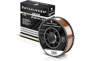 STAHLWERK MIG/MAG Stahl Schweißdraht Ø 0,8 mm ER70S-6 (SG2) – 5 kg D200-Spule für 50 mm Dorn, universell einsetzbar, hochwertiger Schweißmassivdraht für alle Stahlarbeiten mit Schutzgas, spritzarm