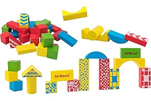 SirWood Globo Giocattoli - Secchiello Mattoncini Colorati per Costruzioni, 50 pezzi 40536