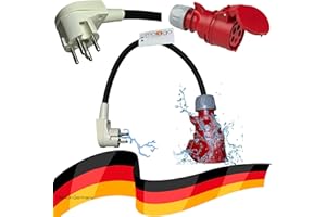 maxgo Adapter-Kabel Perilex Winkelstecker auf 16A CEE-Kupplung Kraftstromadapter PCE 400V H07RN-F 5G2,5mm² Gummischlauchleitung Adapterstecker Starkstrom 0,5m