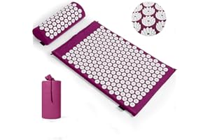 CWRFZ Akupressurmatte, Akupunktur matte, Akkupressmatte zur Linderung von Nacken und Rückenschmerzen, Acupressure Mat mit Muskelentspannung und Stressabbau, Shiatsu matte zur Ischiasentlastung, Lila Weiß