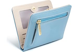 Pomelo Best Portafoglio da Donna Piccolo, Portafogli con Blocco RFID, Mini Portafoglio in Pelle PU, Design Elegante Stampa, Leggero e Pratico per la Vita Quotidiana e Viaggi (Azzurro)