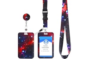 COBEE SOLEDÌ cobee Porta badge identificativo con cordino, porta badge retrattile con mulinelli e cordini staccabili, cordino alla moda per collo con nome e protezione per carte di credito, per infermiere(rosso)