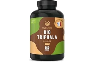 Triphala BIO - 2000mg par dose - 360 Gélules - Fruits de Triphala de l’Inde - Ayurveda, Vegan - Digestion & Immunité - Sans: Additifs, Lactose & Gluten - TRUE NATURE